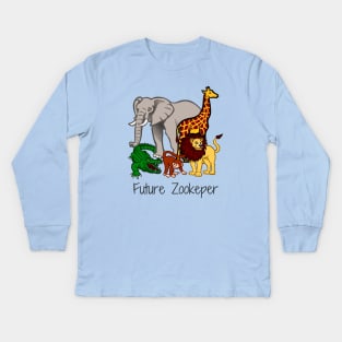 Zookeeper Shirt Gift Giraffe Lion Gifts Zoology Zoo Safari Animal Lover Design Kids Long Sleeve T-Shirt